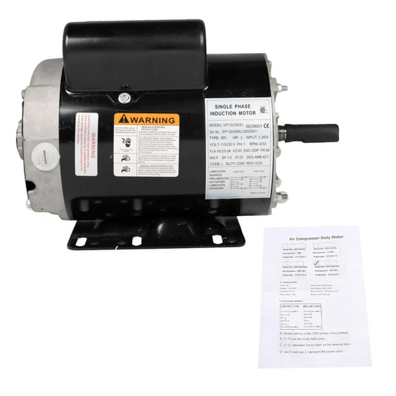 findmall 3 HP SPL Electric Motor 56 Frame 3450RPM Single Phase Motor General Air Compressor Motor 5/8 Shaft 115/230V