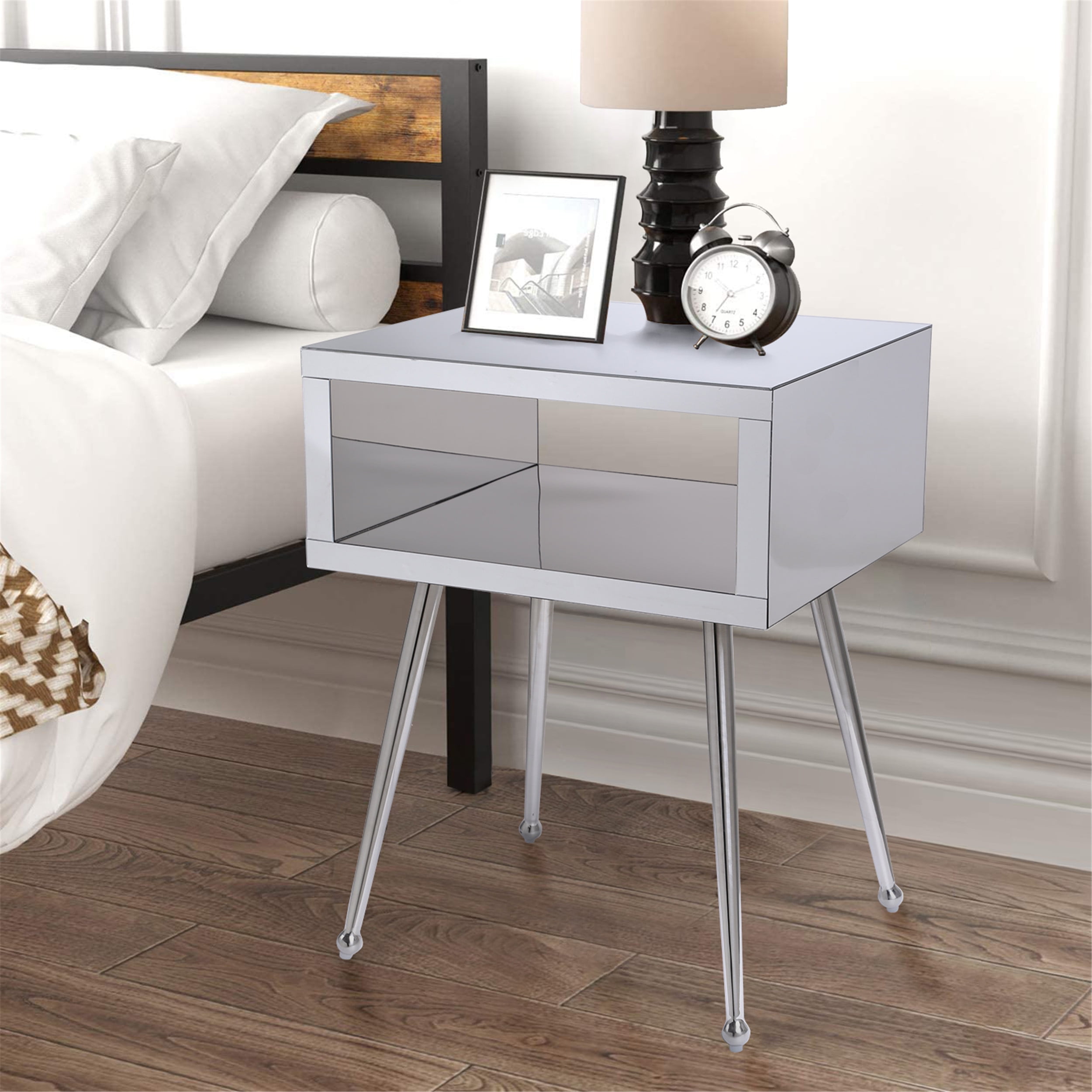 Promotion Mirror Side Table End, Narrow Mirrored End Tables