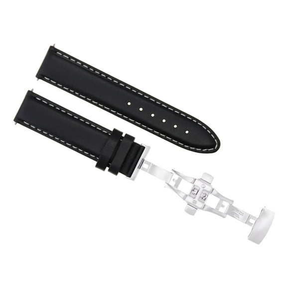 22MM SMOOTH LEATHER WATCH BAND STRAP FOR MOVADO BOLD 3600261 WATCH BLACK WS
