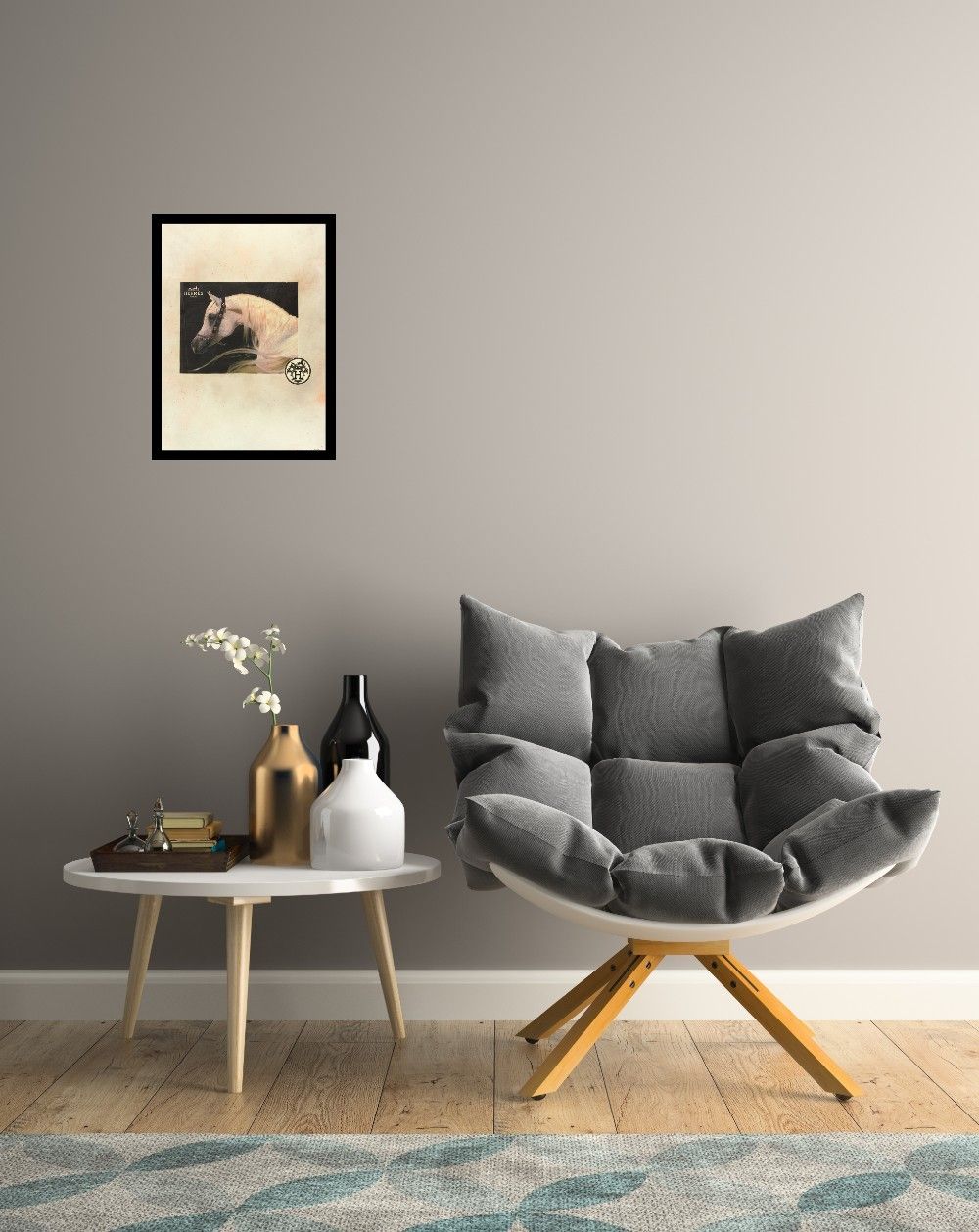 Venice Beach Collection's Gorgeous Fashion White Horse 14x18 Framed Print