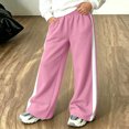 thumbnail image 6 of Girls Color Block Sweatpants with Pockets Elastic Waist Fashion Casual Baggy Kids Wide Leg Pants Pink 8, 6 of 9