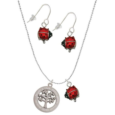 Delight Jewelry Stainless Steel Mighty Oak Tree of Life – Red Lucky Ladybug Necklace and Dangle Earrings Set Delight Jewelry Stainless Steel Mighty Oak Tree of Life – Red Lucky Ladybug Necklace and Dangle Earrings Set