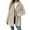 Khaki, variant on Women's Fashionable Solid Color Long Sleeved Loose Hooded Zipper Down Plush Jacket, Embroidered Design for Cozy and Chic Look,Beige,L
