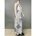 thumbnail image 6 of Women Dresses Summer Spaghetti Strap Sleeveless V Neck Sundress Boho Floral Vacation Maxi Dress Suspender Dress Grey XXL, 6 of 8