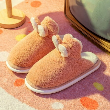 

CoCopeaunt New Cotton Slippers Women Winter Indoor Non-slip Home Couple Furry Cute Soft Bottom Slippers Indoors Flats Womens Shoes