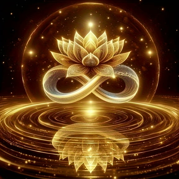 Diamond Painting Kits for Adults Eternal Golden for Lotus Full Drill DIY Diamond Art for Adults Beginners Picture Art Crystal Painting for Home Wall Decor