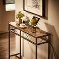 thumbnail image 2 of Katkuca Set of 2 Console Table with Charging Station, 39.4" Length Narrow Sofa Table with Power Outlets & USB Ports, Brown, 2 of 8