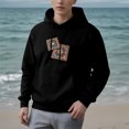 thumbnail image 2 of Women's Long Sleeve Hoodie Pullover with Pockets - Black with Colorful Geometric Pattern & Symmetrical Design Relaxed Fit, 2 of 7