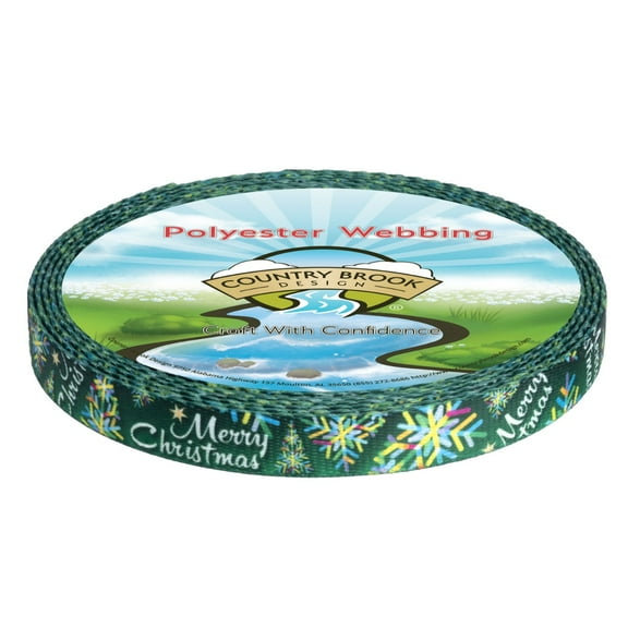 Country Brook Design® 5/8 inch Christmas Cheer Polyester Webbing, 5 Yards