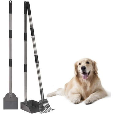 Heeyoo Dog Pooper Scooper With Adjustable Handle - Pet Waste Removal Tray And Rake Set