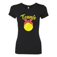 thumbnail image 2 of Wild Bobby, Tennis Mom Cute Bow Ribbon Tennis Ball, Mother's Day, Women Slim Fit Junior Tee, Black, Small, 2 of 3