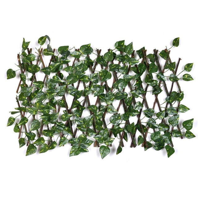 Valla de simulación Valla de Madera de Hoja Valla telescópica Pared jardín Patio decoración de Valla pequeña Valla con rábano Verde 20 * 40 cm