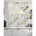thumbnail image 2 of White Gold Modern Kitchen Curtains Swag Valance and Tier Curtains Set 24 Inch Length, Abstract Vintage Marble Geometric Rod Pocket Drape Panels Pair Swag Curtain for Bathroom/Cafe/Window, 2 of 6