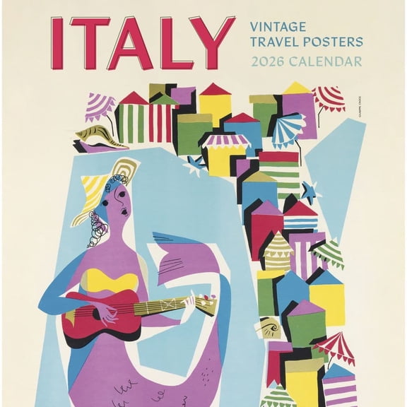 Pomegranate, Italy Vintage Travel 2026 Wall Calendar, 12'' X 12'', 12-Month Calendar with Stapled Binding