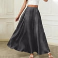 thumbnail image 5 of QATAINLAV Maxi Satin Silk Skirts for Womens High Waisted Elastic Long A-Line Skirt Summer Soft Party Flowy Skirts with Pockets Dark Gray XL, 5 of 5