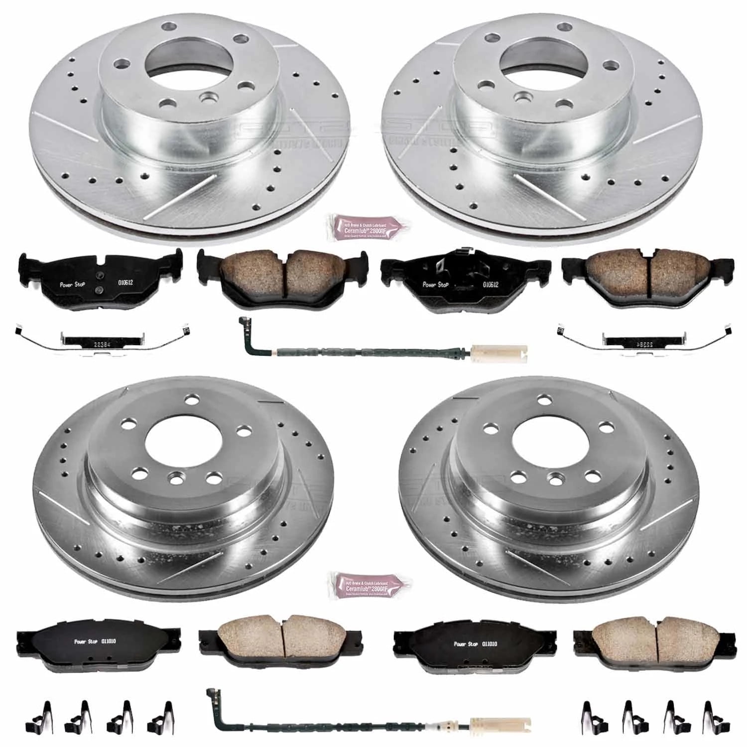 PowerStop Front and Rear Z23 Evolution Sport Carbon-Fiber Ceramic Brake Pad and Drilled & Slotted Rotor Kit Fits: BMW Select Models K4102