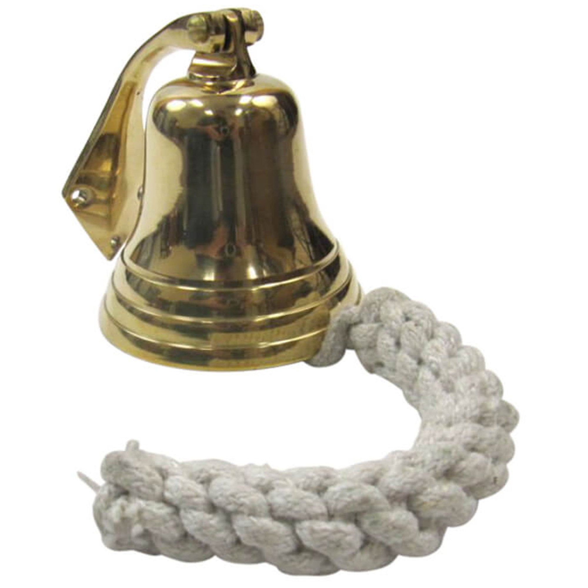 Gold Finish Brass Ship Bell with Rope, 3.5'