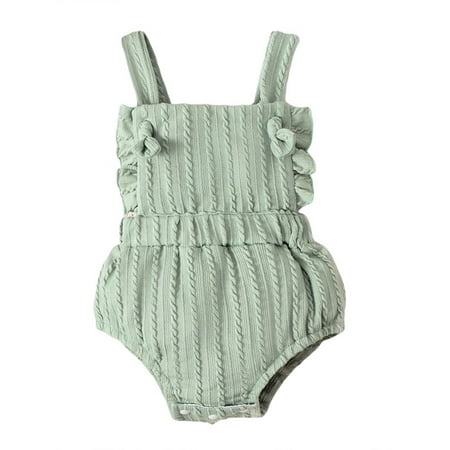 

Infant Baby Girls Knitted Romper Solid Sleeveless Backless One Piece Jumpsuits Summer Clothes
