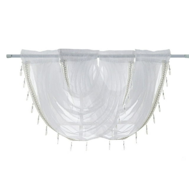 Waterfall Window Valance Swags Sheer Curtains Rod Pocket Single Window Panel Curtain Living Room