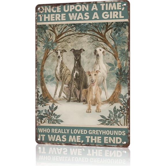 Vintage Greyhound Retro Metal Tin Wall Art 8x12 Inch Forest Dog Decor for Home Office Dorm