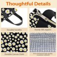thumbnail image 4 of Daisy Pioneer Flower Black Pattern Insulated Lunch Bag for Women Men, Large Portable Soft Cooler Tote, Thermal Food Storage Bag with Pearl Cotton, 8.66L, 8.75"x5.75"x9.5", 4 of 6