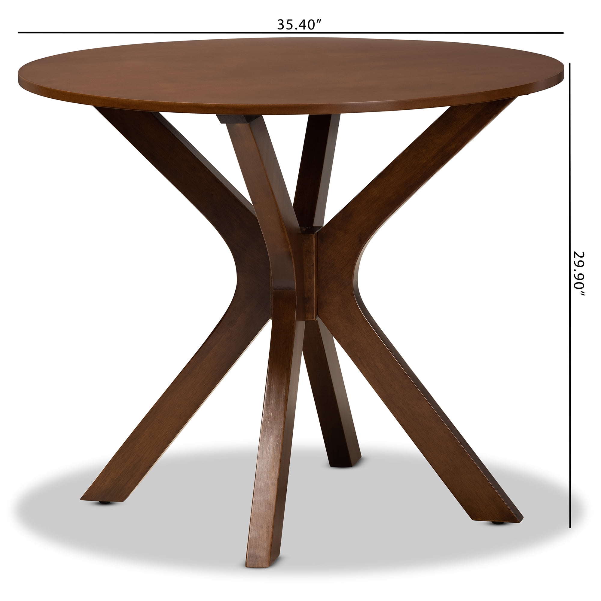Baxton Studio Kenji Walnut Brown Finished 34-Inch-Wide Round Wood Dining Table