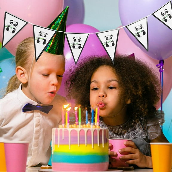 SHINYPASING Cartoon Party Banners For Children Birthday Celebration 2Pcs 98.4X10.8X0.04In