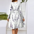 thumbnail image 4 of WTOBBY Women's V-Neck Casual Long Sleeve Floral Print Midi Dress Romantic Design with Waist Definition Easy-Care Material for Daily Use Stylish Choice for Brunch or Shopping,White L, 4 of 4