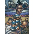 thumbnail image 2 of Unknown 14x18 White Modern Wood Framed Museum Art Print Titled - Nubian Lady and Child, 2 of 4
