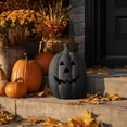 thumbnail image 5 of Gray Halloween Pumpkin Light Decoration, Rustic Handmade Resin Jack O Lantern with Flameless Candle, Fall Autumn Home Decor for Table Centerpiece Mantel and Shelf, 5 of 6