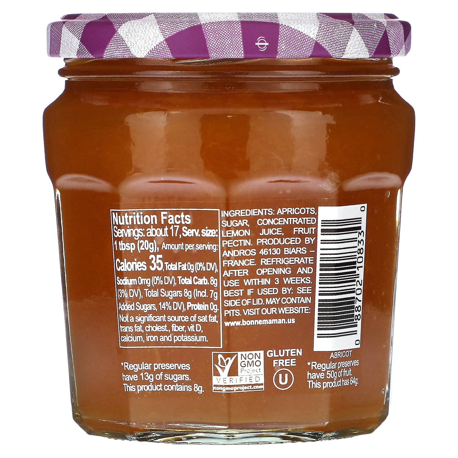 Bonne Maman, Apricot Fruit Spread, 11.8 oz (335 g) Pack of 3