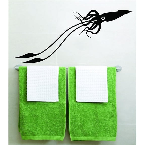 Children Beautiful Animal Wall Decal Decoration Beautiful Squid Silhouette with One Eye Lasts Years and Easily Removable - Size: 8 In(W) x 10 In(H)