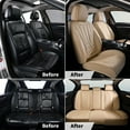 thumbnail image 4 of Coverado Car Seat Covers Full Set, Premium Leather Front and Rear Seat Protectors, Sleek Design Universal Fit for Most Cars, Beige, 4 of 8