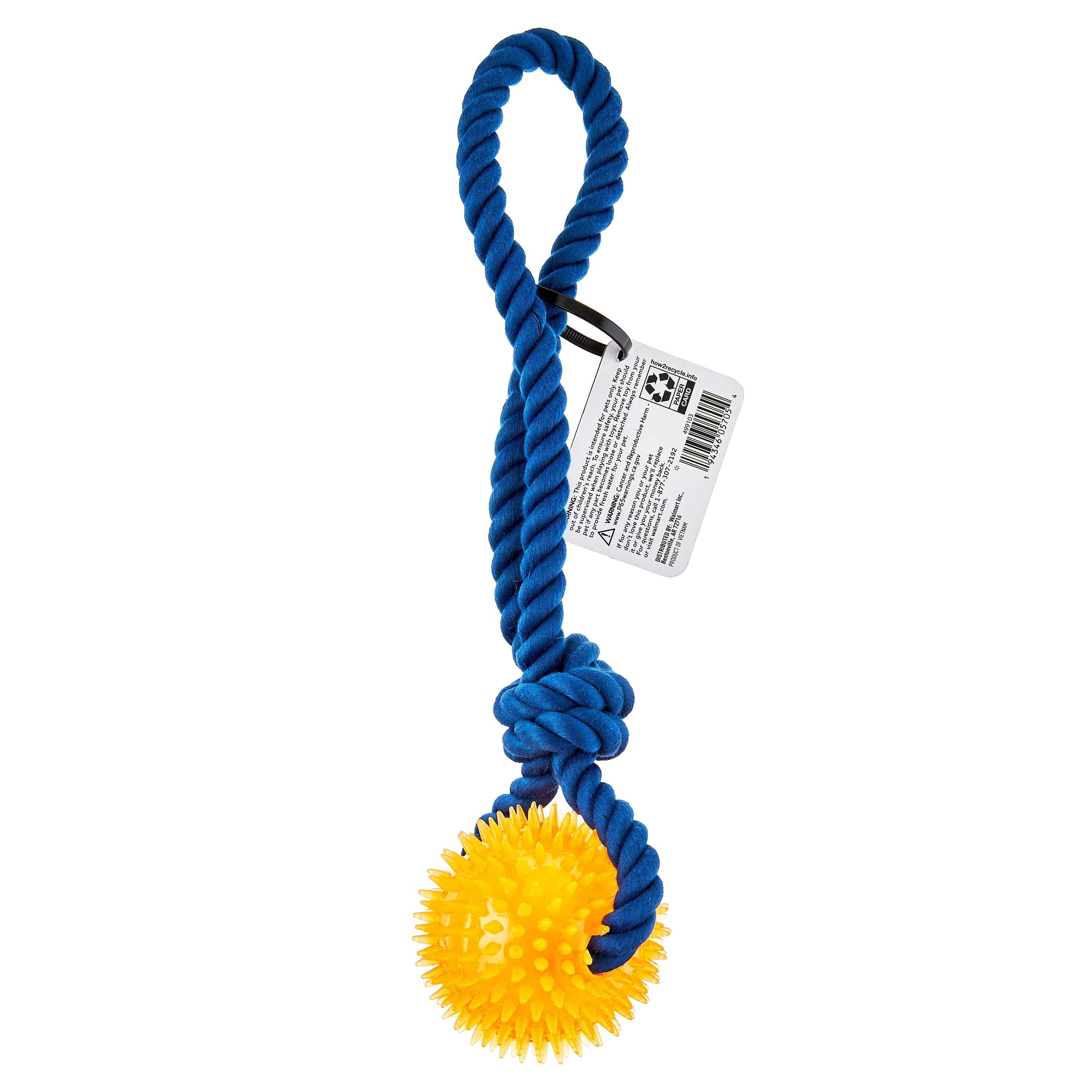 (2 pack) Vibrant Life Playful Buddy Rope w TPR Spikey Ball Dog Tug Toy