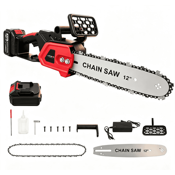 BAOKALER 12" Cordless Chainsaw, 950W Electric Chainsaw with 21V 3.0Ah Battery and Charger for Wood Cutting & Tree Trimming