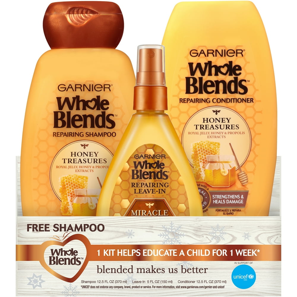 (14 Value) Garnier Whole Blends Honey Treasures 3Piece Holiday Gift