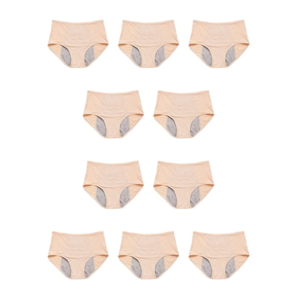 Qarigey Calzoncillos de mujer reutilizables lavables Color sólido niñas ropa interior transpirable cintura elástica Chinlon bragas ropa Albaricoque 4XL 10Conjunto