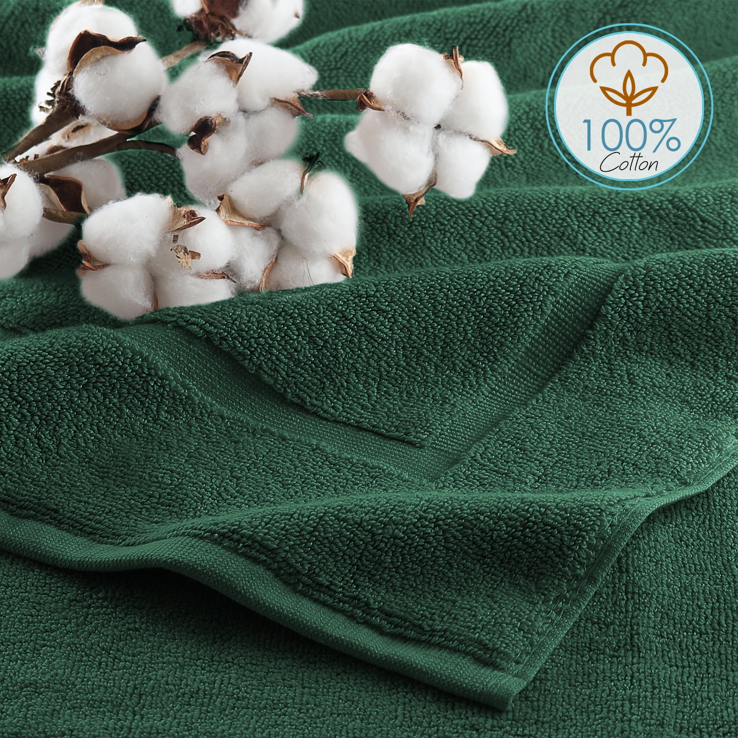 Clara Clark Bath Towels Set, 100% Cotton Luxury Softness 6 Pc Set, Hunter