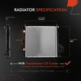 thumbnail image 2 of A-Premium Engine Coolant Radiator Assembly with Oil Cooler Compatible with Jeep Liberty 2002 2003 2004 2005 2006, V6 3.7L, Automatic Transmission, Replace# 52080118AB, 52080120AB, 2 of 8
