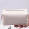 thumbnail image 5 of Simple Portable Travel Square Make Up Bag Zipper Toiletry Organizer Purse Cosmetic Bag Storage Bag PU Leather BLACK, 5 of 8
