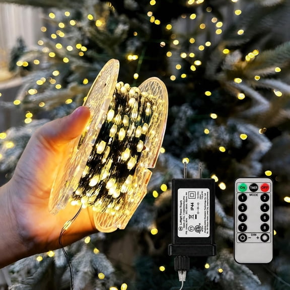 Plug in Christmas Fairy Lights with Remote, 100FT 300 LED Christmas String Lights with 8 Modes & Timer, Waterproof Christmas Lights Indoor Outdoor for Home Garden Christmas Decorations, Warm White