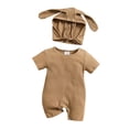 thumbnail image 2 of XIMIN Newborn Baby Boy Girl Romper Easter Outfits Bunny Ear Hoodie Button Onesie Bodysuits Jumpsuit Overall Rabbit Hat, 2 of 9
