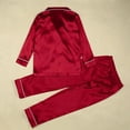 thumbnail image 6 of Gunia Family Christmas Pajamas Matching Sets Satin Silk Button Down Pj Solid Two Piece Long Sleeve Silk Kids Red Homewear Set, 6 of 9