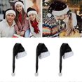 thumbnail image 3 of Christmas Velvet Santa Hat Unisex Comfortable Black and White for Adults, 3 of 5