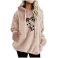 thumbnail image 2 of Craaazy Women's Letter Printed Fleece Sweatshirt Gifts Winter Casual Long Sleeve Drawstring Hoodies, Comfy Fuzzy Tops with Pocke ts, 2 of 4