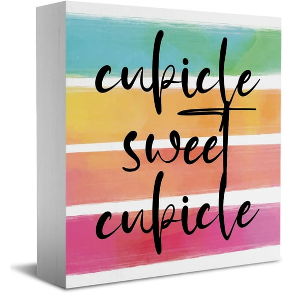 Zomyto 5"x5" Cubicle Accessories Funny Home Decor Office Decor Decorations for Women Desk Wooden Box Sign Decor for Tabletop Desk Coworker Gift