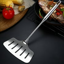 FUTUREORYY 1Pcs Stainless Steel Spatula Slotted Turner Wide Flat Shape Silver 36x0.71x7.1in Kitchen Cooking Utensils