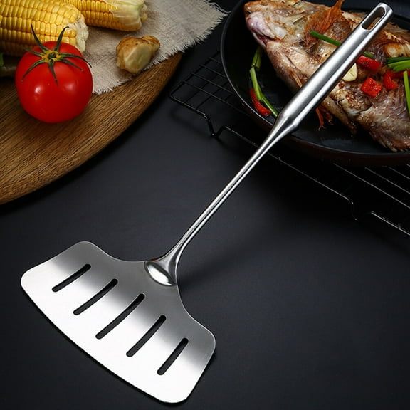FUTUREORYY 1Pcs Stainless Steel Spatula Slotted Turner Wide Flat Shape Silver 36x0.71x7.1in Kitchen Cooking Utensils