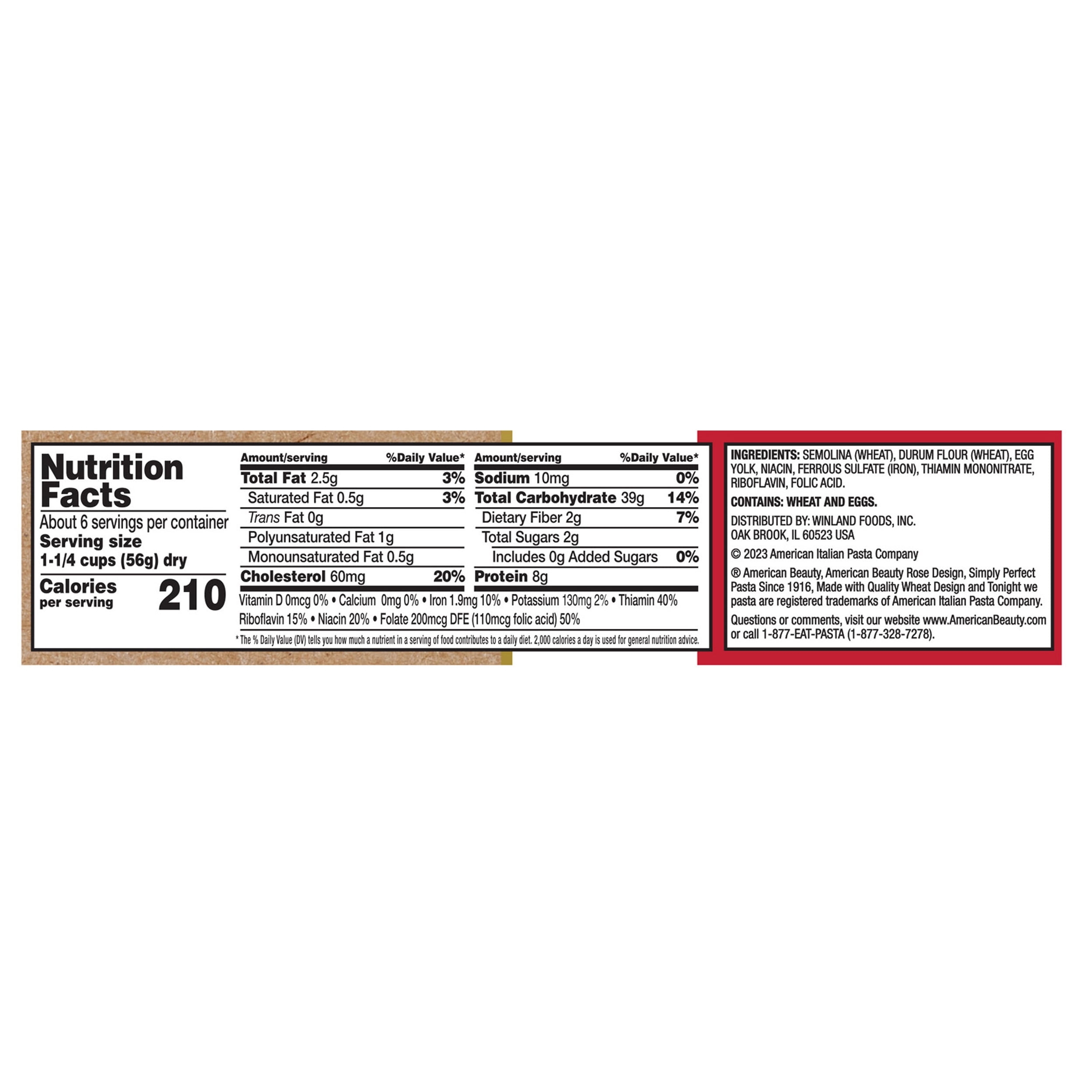 American Beauty 12 oz Wide Egg Noodle Pasta