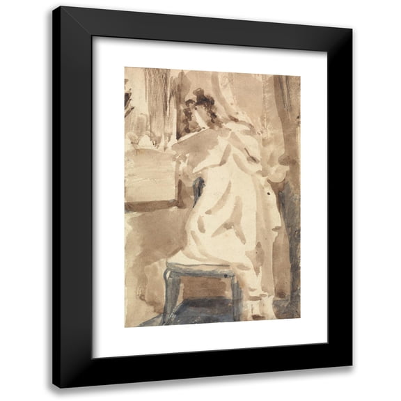 William Mulready 11x14 Black Modern Framed Museum Art Print Titled - Study for a Girl Reading